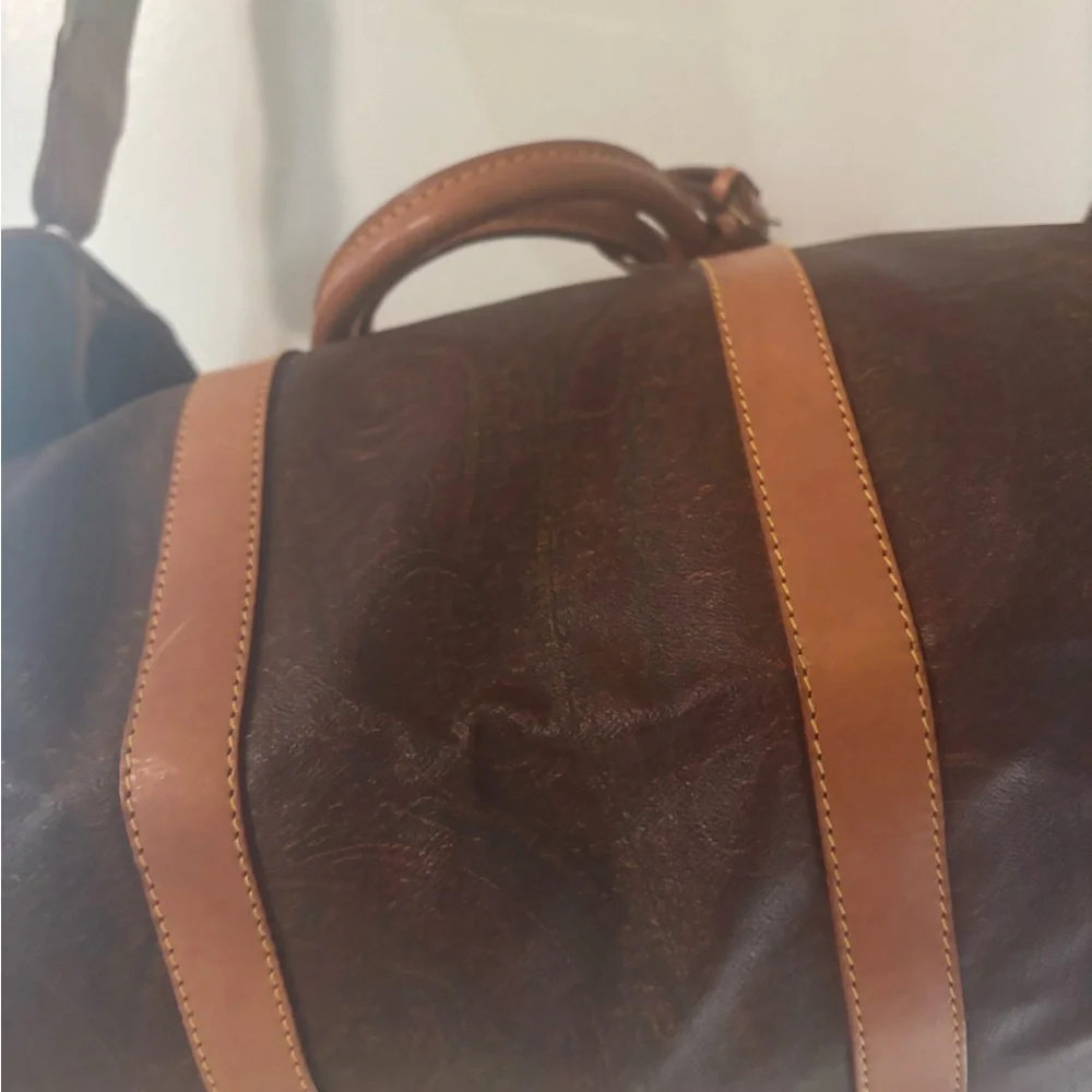 Louis Vuitton Brown Monogram Duffel Bag with Tan Leather